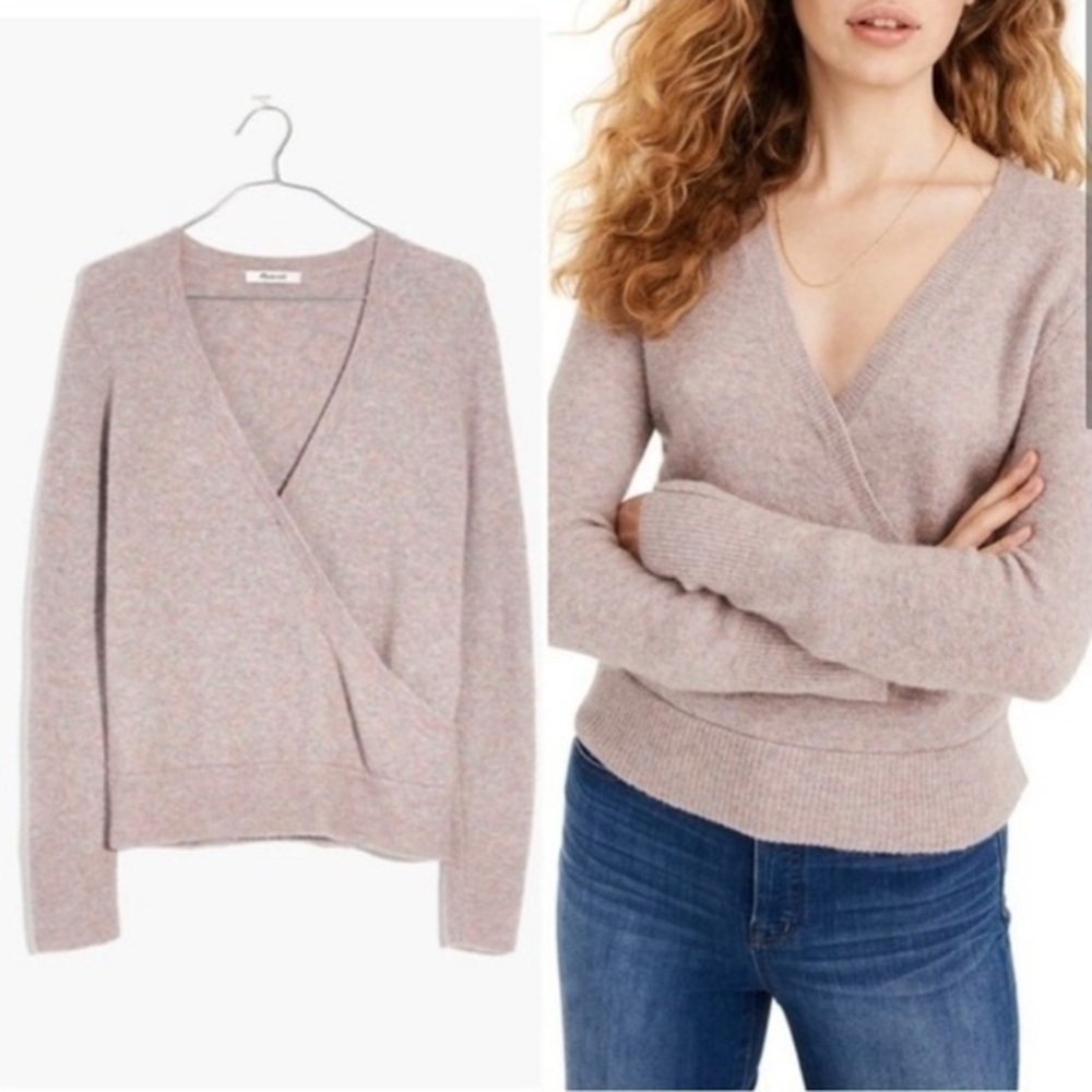 Madewell Dusty Pink Wrap V-Neck Sweater